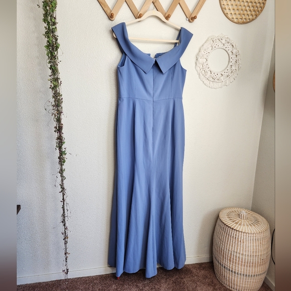 Dessy Collection Off-The-Shoulder Notch Trumpet Gown With Front Slit In … - Picture 4 of 11